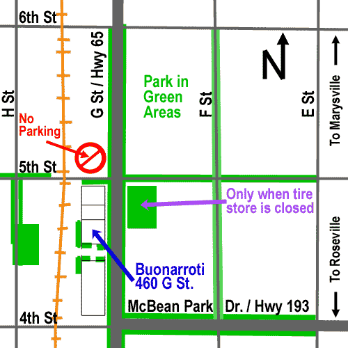 Parking Map to Buonarroti Restaurant Lincoln